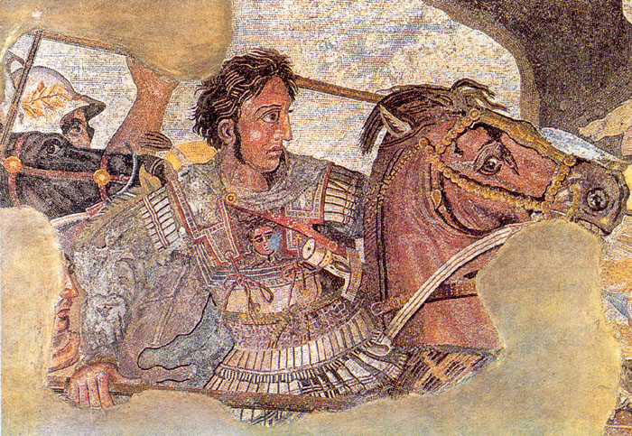 Alexandre el Magne a la batalla d'Issos (333 aC). Detall del mosaic de la Casa del Faune (Pompeia).