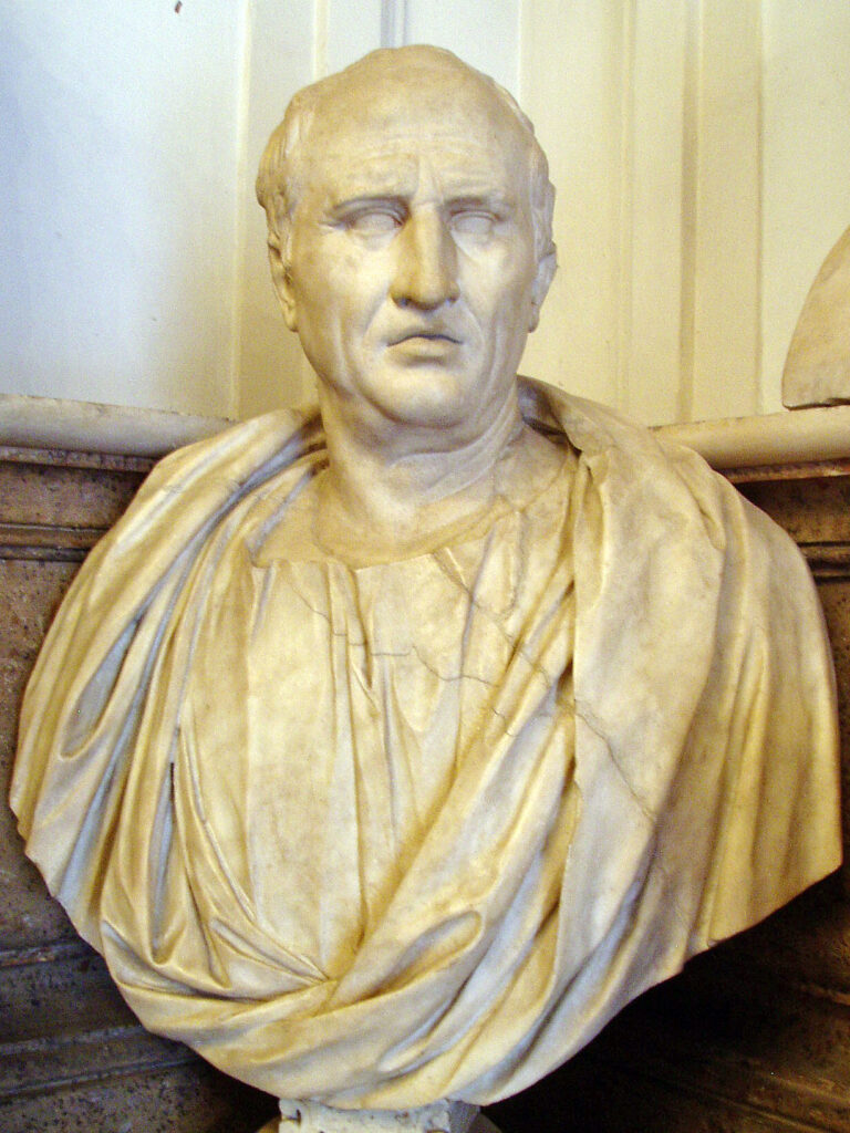Bust de Ciceró (s. I aC). Llatí culte, retòrica i filosofia: la cultura romana es basa en l'herència grega.