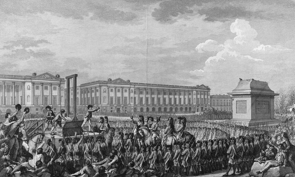Execució de Lluís XVI a la guillotina (21 de gener de 1793).