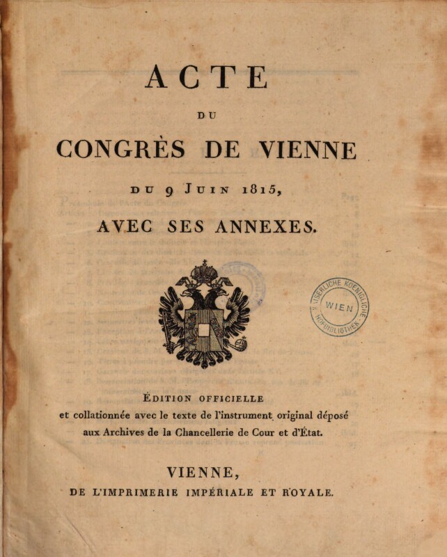 El Congrés de Viena (1814-1815). Les potències absolutistes redibuixen el mapa d'Europa després de Napoleó.